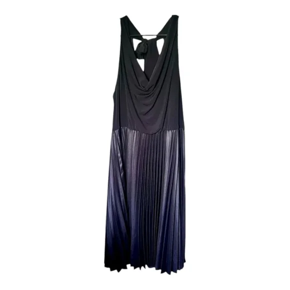 Halston Heritage Dress Size 14 Black Pleated - Picture 3 of 5